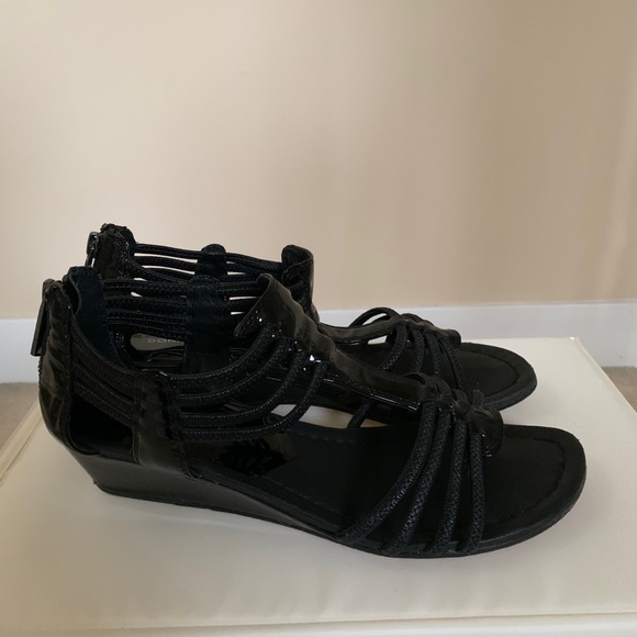 Strappy Black Wedge Sandals - Picture 6 of 6